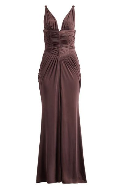 HOUSE OF CB HOUSE OF CB Tabitha Plunge Neck Liquid Soft Jersey Gown