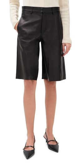House of Dagmar House of Dagmar Boxy Leather Shorts Black