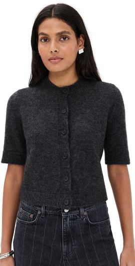 House of Dagmar House of Dagmar Brushed Cardigan Top Dark Grey Melange