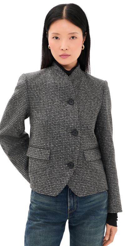 House of Dagmar House of Dagmar Short Curved Jacket Charcoal Grey
