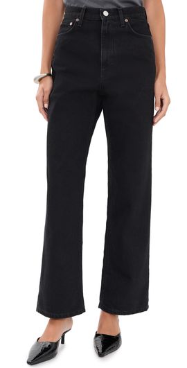 House of Dagmar House of Dagmar Wide Leg Denim Jeans Washed Black