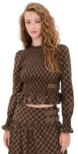 House of Sunny House of Sunny Check Ruched Top Multi Check