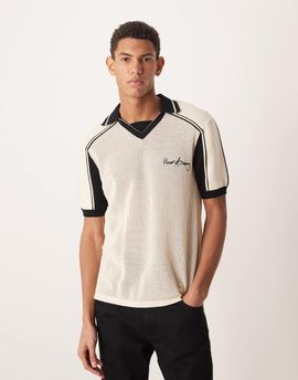 House of Sunny House of Sunny keepers knit polo shirt in oat-pink