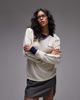 House of Sunny House of Sunny keepers open knit rugby top in white and navy - 1