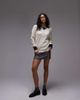 House of Sunny House of Sunny keepers open knit rugby top in white and navy - 3