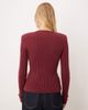 House of Sunny House of Sunny power peggy classic ribbed knit button up cardigan with scarf in burgundy-Brown - 2