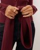 House of Sunny House of Sunny power peggy classic ribbed knit button up cardigan with scarf in burgundy-Brown - 3