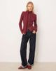 House of Sunny House of Sunny power peggy classic ribbed knit button up cardigan with scarf in burgundy-Brown - 4