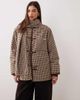 House of Sunny House of Sunny retro blanket jacket with detatchable scarf in multi check - 3
