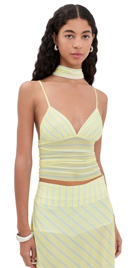 House of Sunny House of Sunny Striped Mesh Cami Top Butter