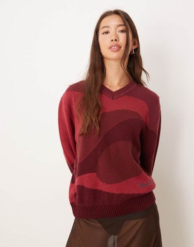 House of Sunny House of Sunny swirl detail sweater in ruby red