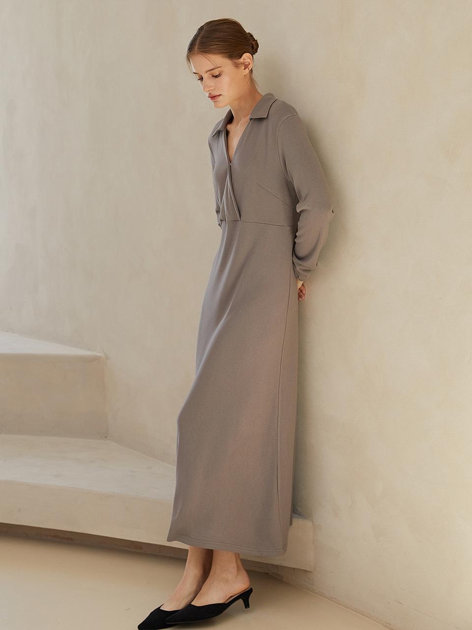 HUBBISH Cozy Wrap Shirt Dress [Taupe]