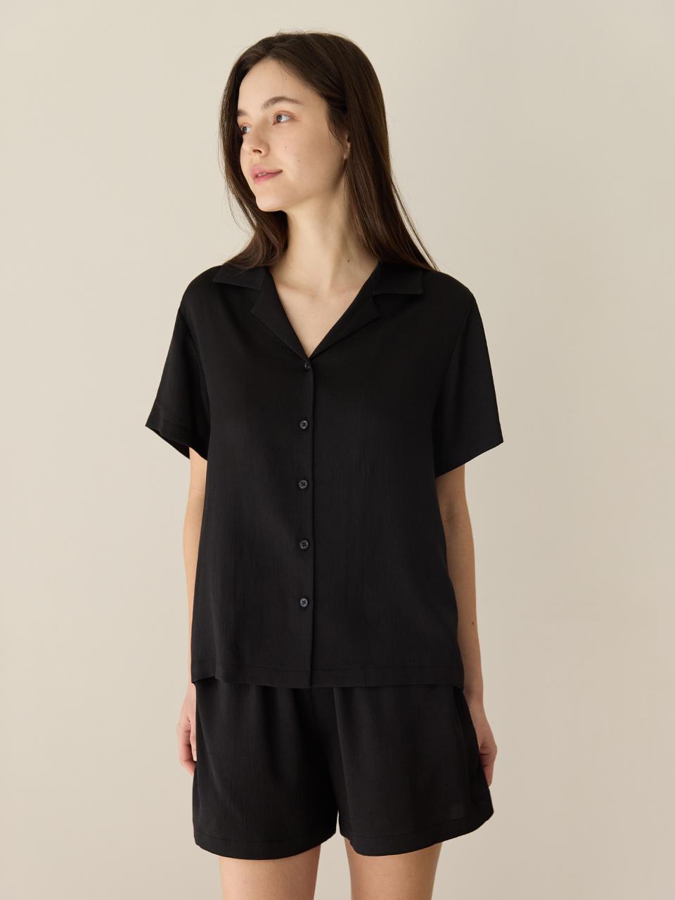 HUBBISH Crease Air Half Shirt Set [Black]