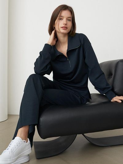 HUBBISH Extension Half Zip-up Set Sweatshirt [Dark Navy]