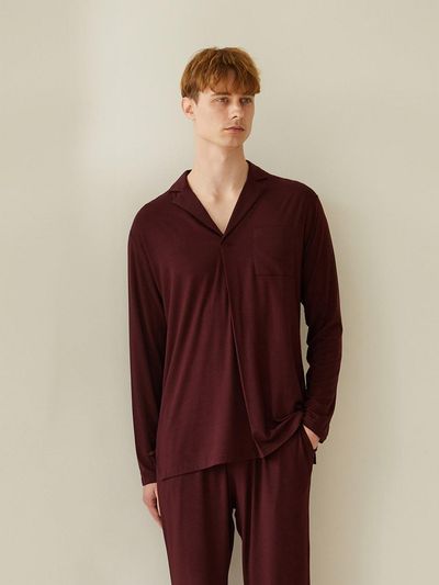 HUBBISH Men's Shirt Pajama Set [Wine]