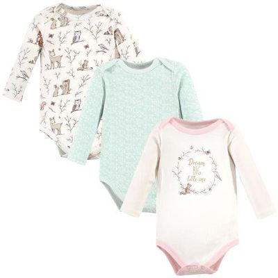 Hudson Baby Hudson Baby Essential All-Cotton Long-Sleeve Bodysuit Triple Pack