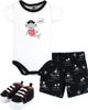 Hudson Baby Hudson Baby Little Gent's Soft Cotton Bodysuit, Shorts & Footwear 3Pk - 1