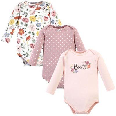 Hudson Baby Hudson Baby Little Soft Cotton Long-Sleeve One-Piece 3Pk