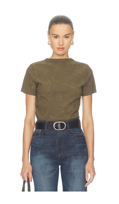 Hudson Jeans Hudson Jeans Faux Suede Short Sleeve Ruched Top