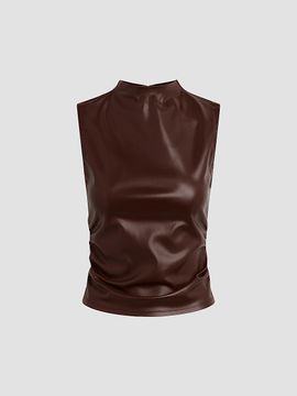 Hudson Jeans Hudson Jeans Women's Vegan Leather Ruched Top