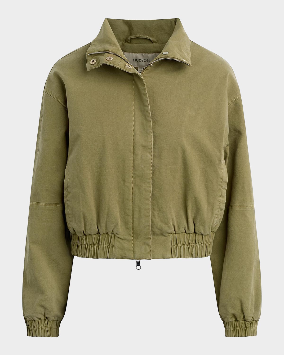 Hudson Sporty Cotton-Blend Crop Bomber Jacket