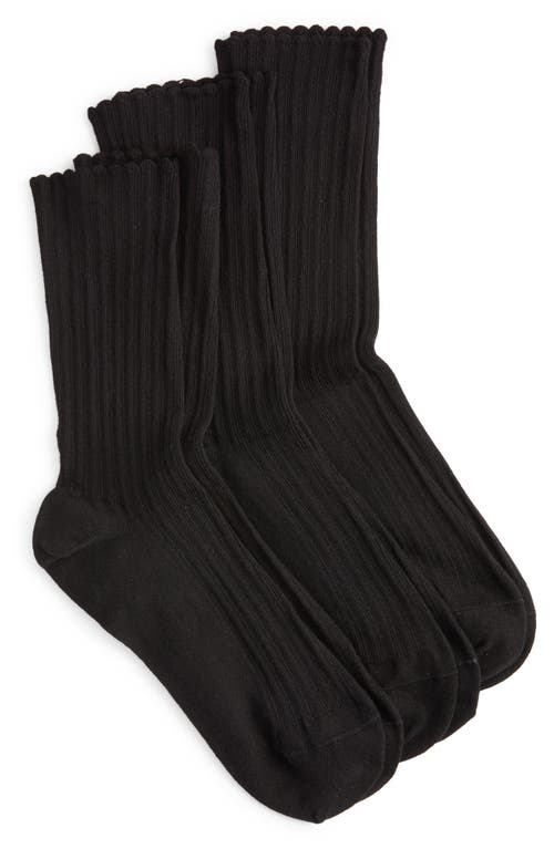 Hue Hue 3-Pack Scalloped Pointelle Crew Socks