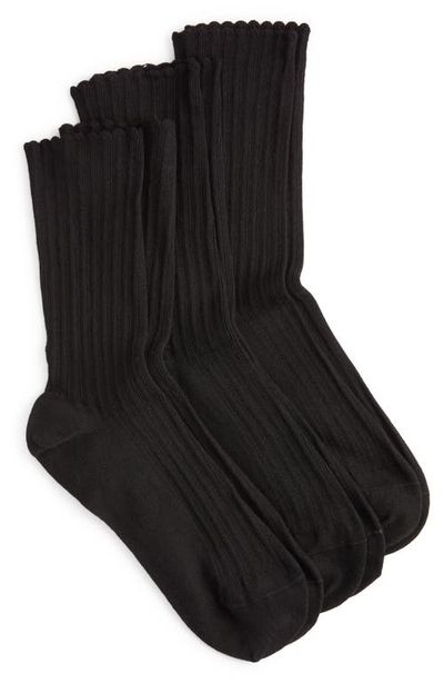 Hue Hue 3-Pack Scalloped Pointelle Crew Socks