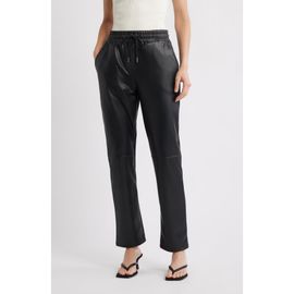Hue Hue Faux Leather Wide Leg Drawstring Pants