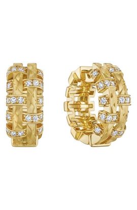 Hueb Hueb Amazonia Palha Diamond Huggie Hoop Earrings