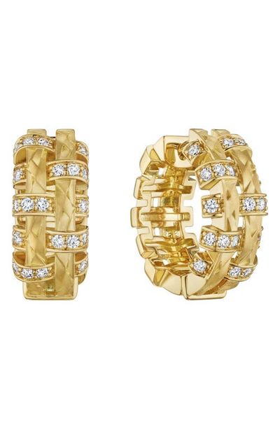 Hueb Hueb Amazonia Palha Diamond Huggie Hoop Earrings