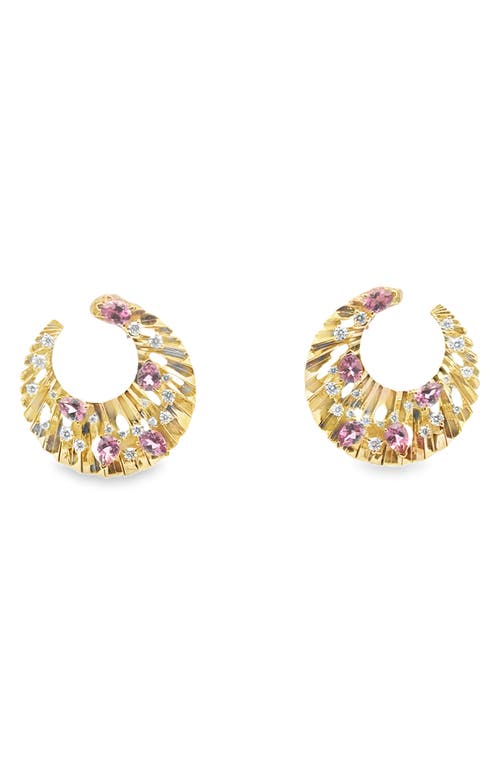 Hueb Hueb Bahia 18K Gold Diamond & Pink Garnet Hoop Earrings