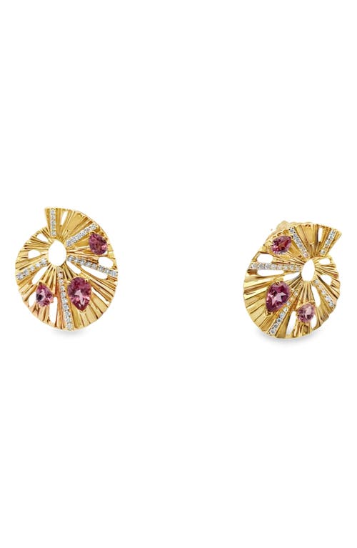 Hueb Hueb Bahia 18k Gold Diamond & Stone Stud Earrings