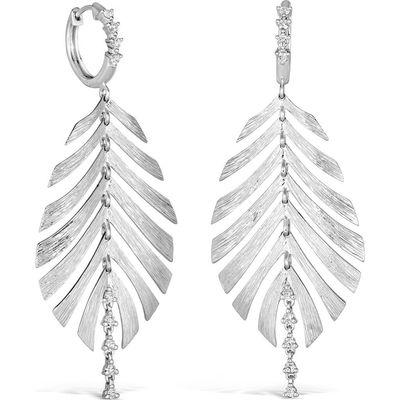 Hueb Hueb Bahia 18K White Gold Diamond Hoop Drop Earrings 