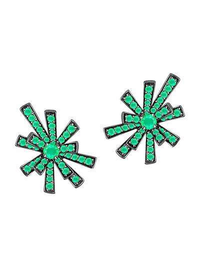 Hueb Women's 18K White Gold & Emerald Starburst Stud Earrings