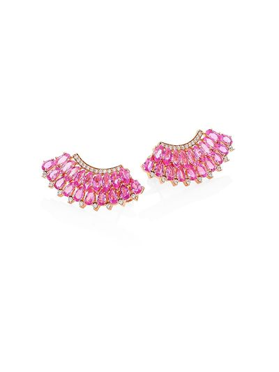 Hueb Women's Mirage Diamond & Pink Sapphire Ear Crawlers