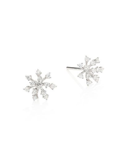 Hueb Women's Modern Diamond & 18K White Gold Stud Earrings