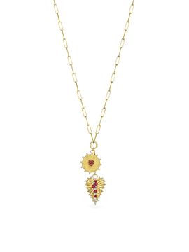 Hueb Women's Penka 18K Yellow Gold, Ruby & 0.52 TCW Diamond Heart Pendant Necklace