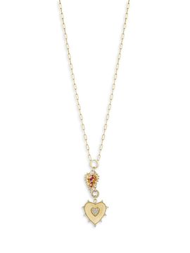 Hueb Women's Penka 18K Yellow Gold, Ruby & 0.61 TCW Diamond Heart Pendant Necklace