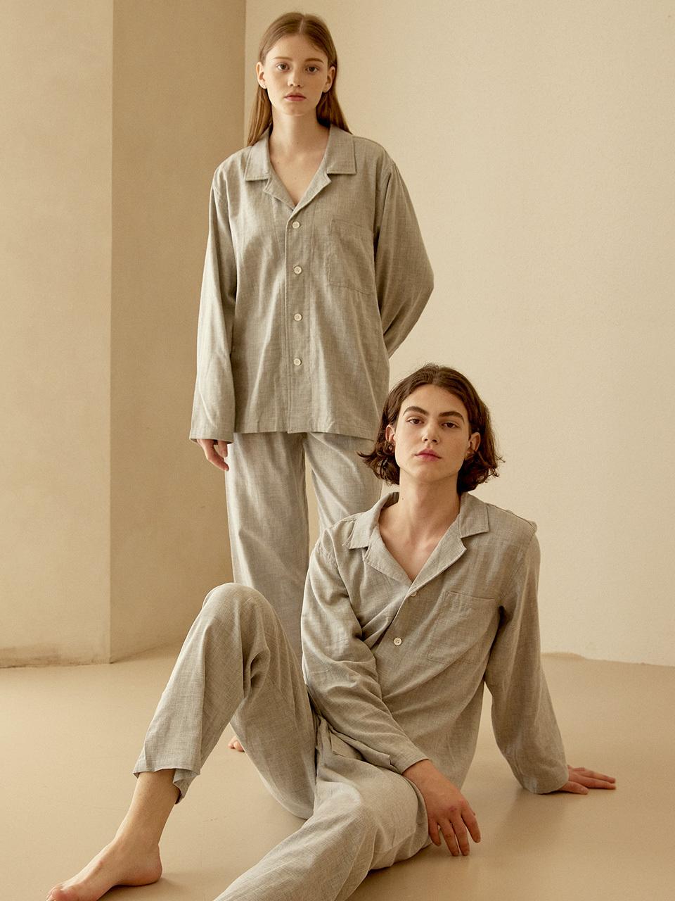 HUGDAY Couple Demure Cotton Pajama Set