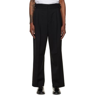 Hugo Hugo Black Adjustable Waistband Wool Formal Trousers