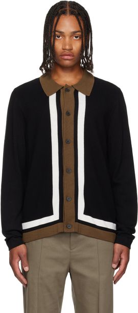 Hugo Hugo Black Button-Up Striped Cardigan