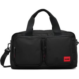 Hugo Hugo Black Canvas Logo Patch Duffle Bag