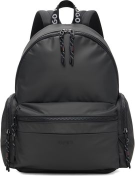 Hugo Hugo Black Coated Canvas Backpack