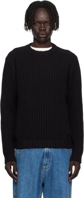 Hugo Hugo Black Embroidered-Logo Sweater
