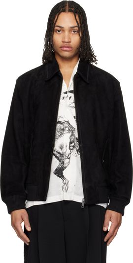 Hugo Hugo Black Extra-Slim-Fit Soft Suede Jacket