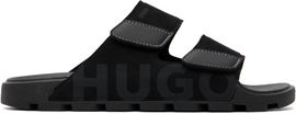 Hugo Hugo Black Faux-Suede Logo Detailing Sandals