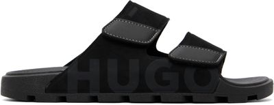 Hugo Hugo Black Faux-Suede Logo Detailing Sandals