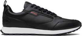 Hugo Hugo Black Grained Faux-Leather Sneakers