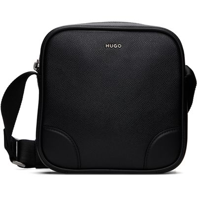 Hugo Hugo Black Grained Leather Messenger Bag