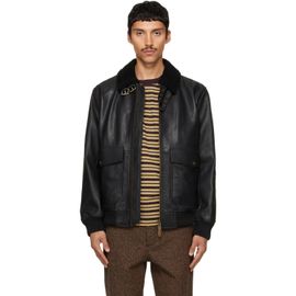 Hugo Hugo Black Leather Aviator Jacket